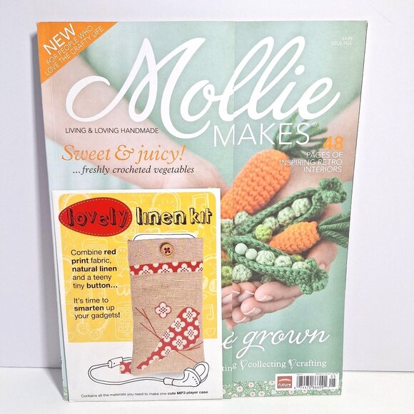 Mollie Makes Other - Mollie Makes UK Magazine Issue 5 2011 Crochet Vegetables Linen Kit Retro Craft